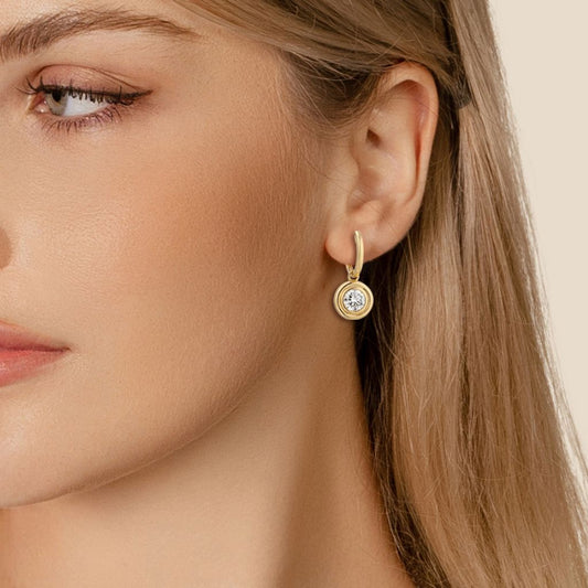 Ella Rose 2 Carat Lab-Grown Diamond Hoop Drop Earrings 14K Yellow Gold