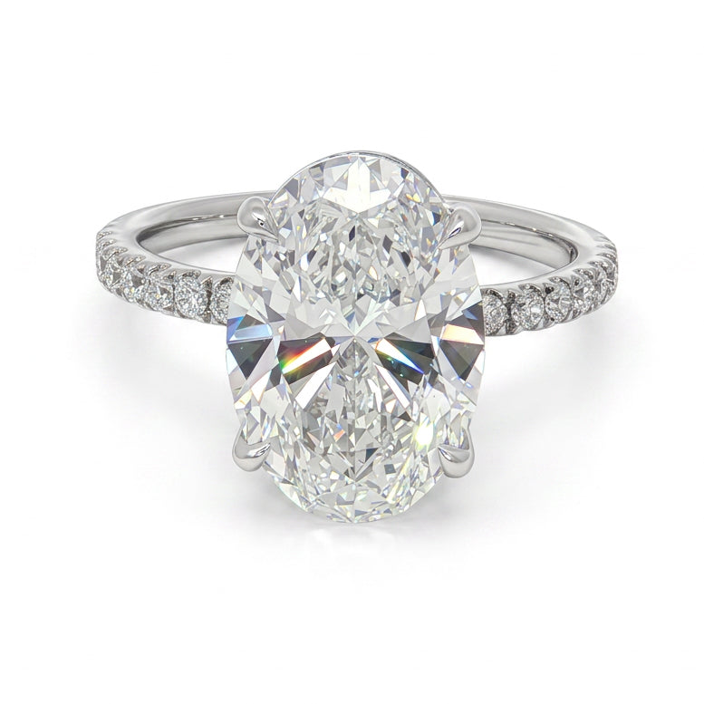 Ella Rose 14K White Gold 4.08ct Oval Lab-Grown Diamond Engagement Ring
