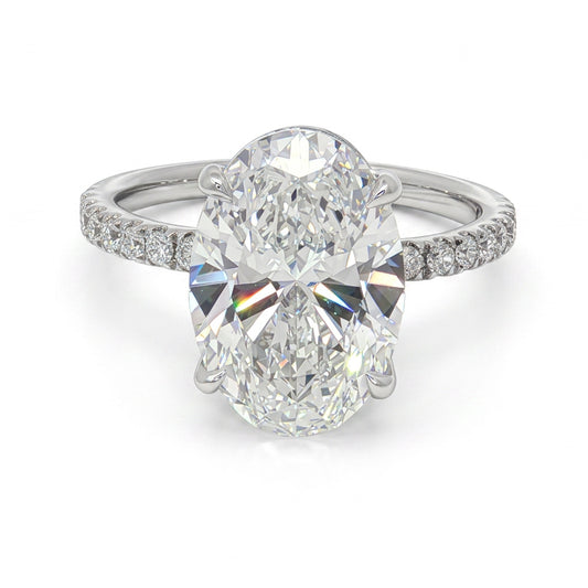 Ella Rose 14K White Gold 4.08ct Oval Lab-Grown Diamond Engagement Ring