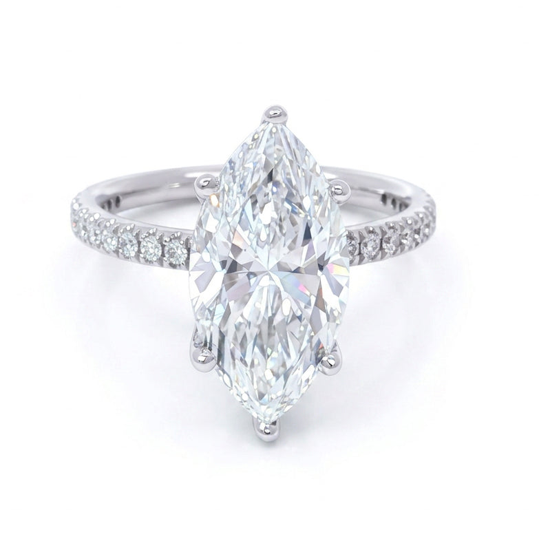 Ella Rose 14K White Gold 3.57ct Marquise Lab-Grown Diamond Engagement Ring