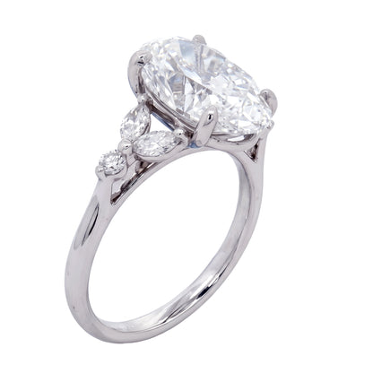 Ella Rose 14K White Gold 3.85ct Oval Lab-Grown Diamond Multi-Stone Engagement Ring