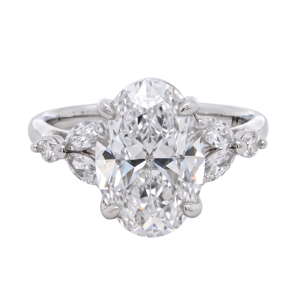 Ella Rose 14K White Gold 3.85ct Oval Lab-Grown Diamond Multi-Stone Engagement Ring