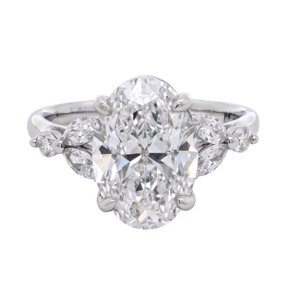 Ella Rose 14K White Gold 3.85ct Oval Lab-Grown Diamond Multi-Stone Engagement Ring