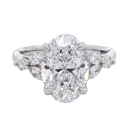 Ella Rose 14K White Gold 3.85ct Oval Lab-Grown Diamond Multi-Stone Engagement Ring
