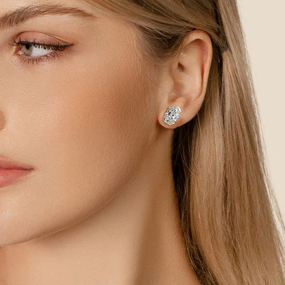 Ella Rose Lab Grown Diamond Oval Stud Half-Moon Earrings in 14K Yellow Gold