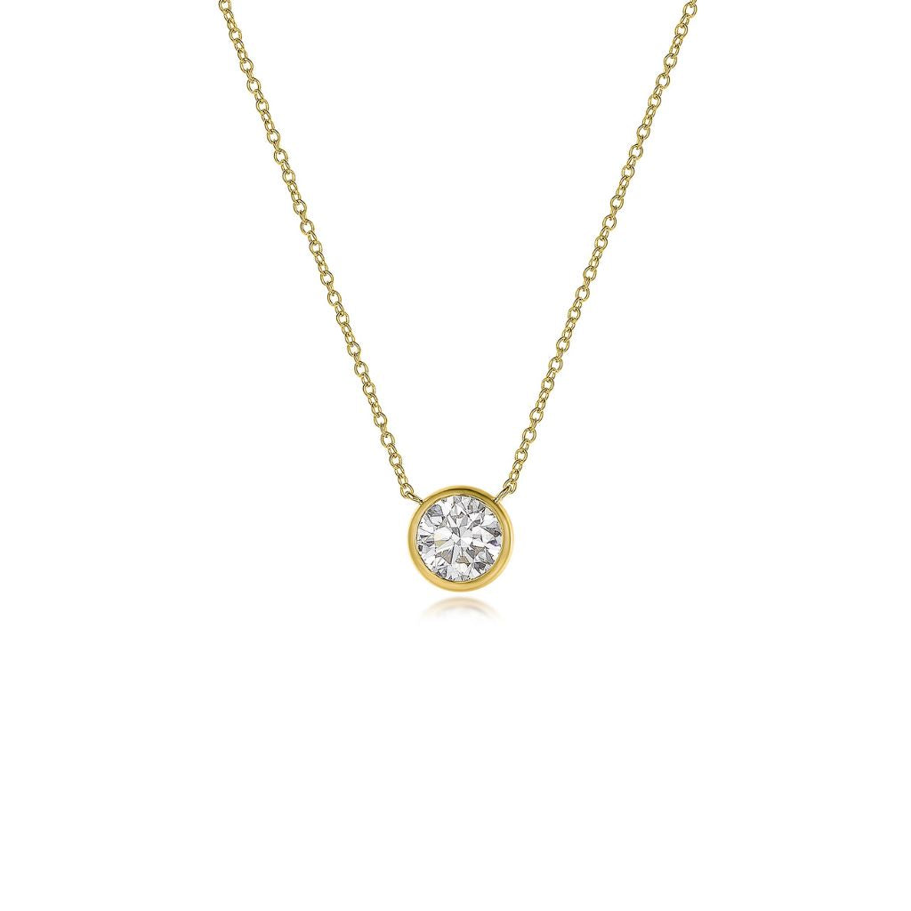 Ella Rose Lab Grown Diamond Round Solitaire Bezel Necklace in 14K Yellow Gold
