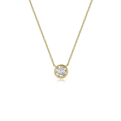 Ella Rose Lab Grown Diamond Round Solitaire Bezel Necklace in 14K Yellow Gold