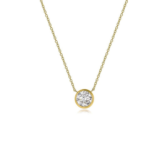 Ella Rose Lab Grown Diamond Round Solitaire Bezel Necklace in 14K Yellow Gold