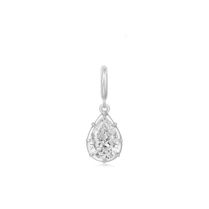 Ella Rose Lab Grown Diamond Pear Charm Georgian Pendant in 14K White Gold