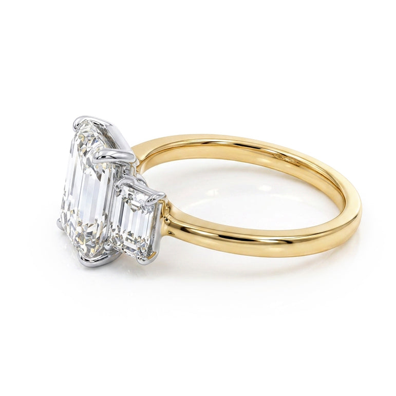 Ella Rose 14K Yellow Gold 3.10ct Emerald-Cut Lab-Grown Diamond Three-Stone Ring