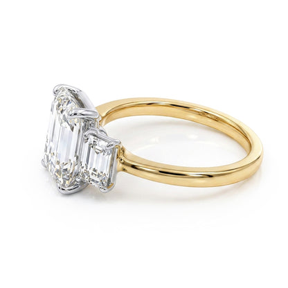 Ella Rose 14K Yellow Gold 3.10ct Emerald-Cut Lab-Grown Diamond Three-Stone Ring