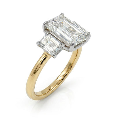 Ella Rose 14K Yellow Gold 3.10ct Emerald-Cut Lab-Grown Diamond Three-Stone Ring