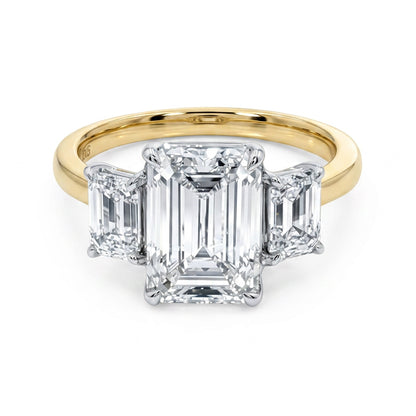 Ella Rose 14K Yellow Gold 3.10ct Emerald-Cut Lab-Grown Diamond Three-Stone Ring