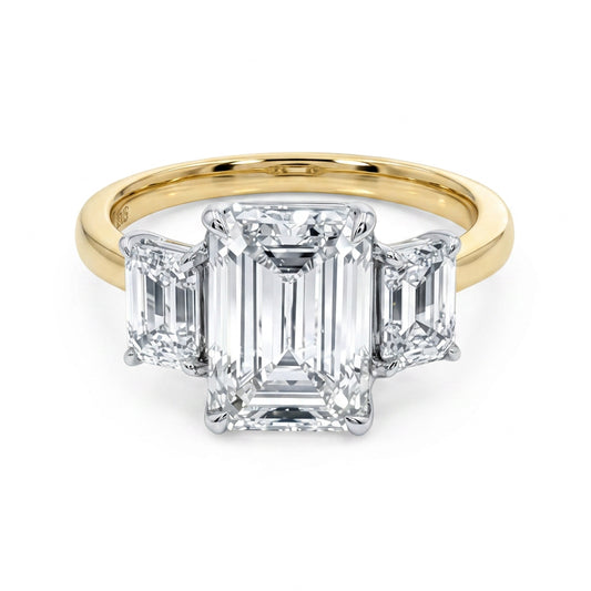 Ella Rose 14K Yellow Gold 3.10ct Emerald-Cut Lab-Grown Diamond Three-Stone Ring