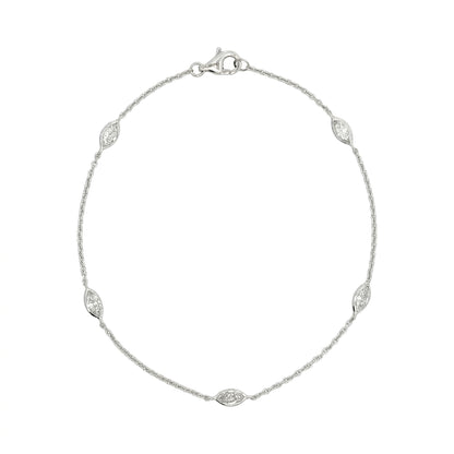 Ella Rose 14K White Gold 0.75ct Marquise Lab-Grown Diamond Station Bracelet