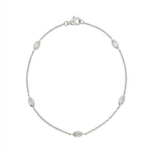 Ella Rose 14K White Gold 0.75ct Marquise Lab-Grown Diamond Station Bracelet