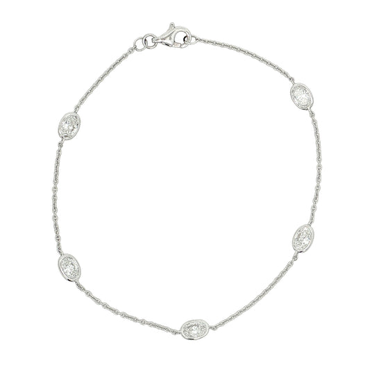 Ella Rose 14K White Gold 1.25ct Oval Lab-Grown Diamond Station Bracelet