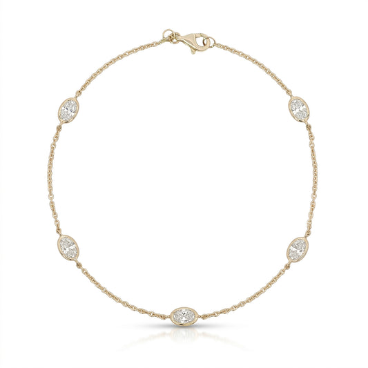 Ella Rose 14K Yellow Gold 1.25ct Oval Lab-Grown Diamond Station Bracelet