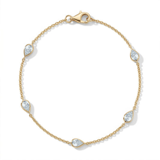 Ella Rose 14K Yellow Gold 1.00ct Pear Lab-Grown Diamond Station Bracelet