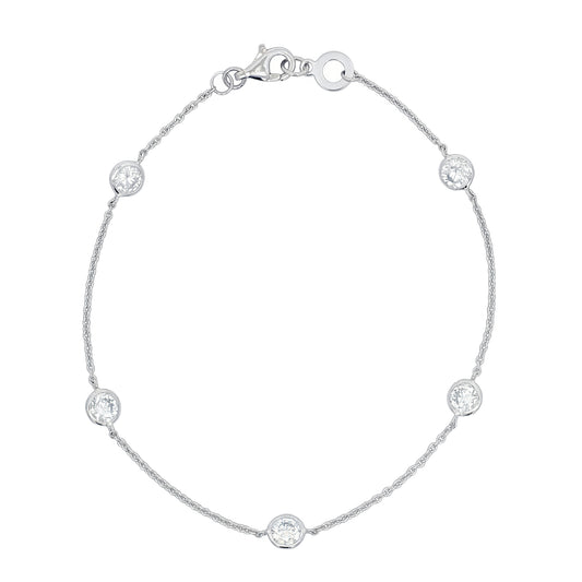 Ella Rose 14K White Gold 1.16ct Round Lab-Grown Diamond Station Bracelet