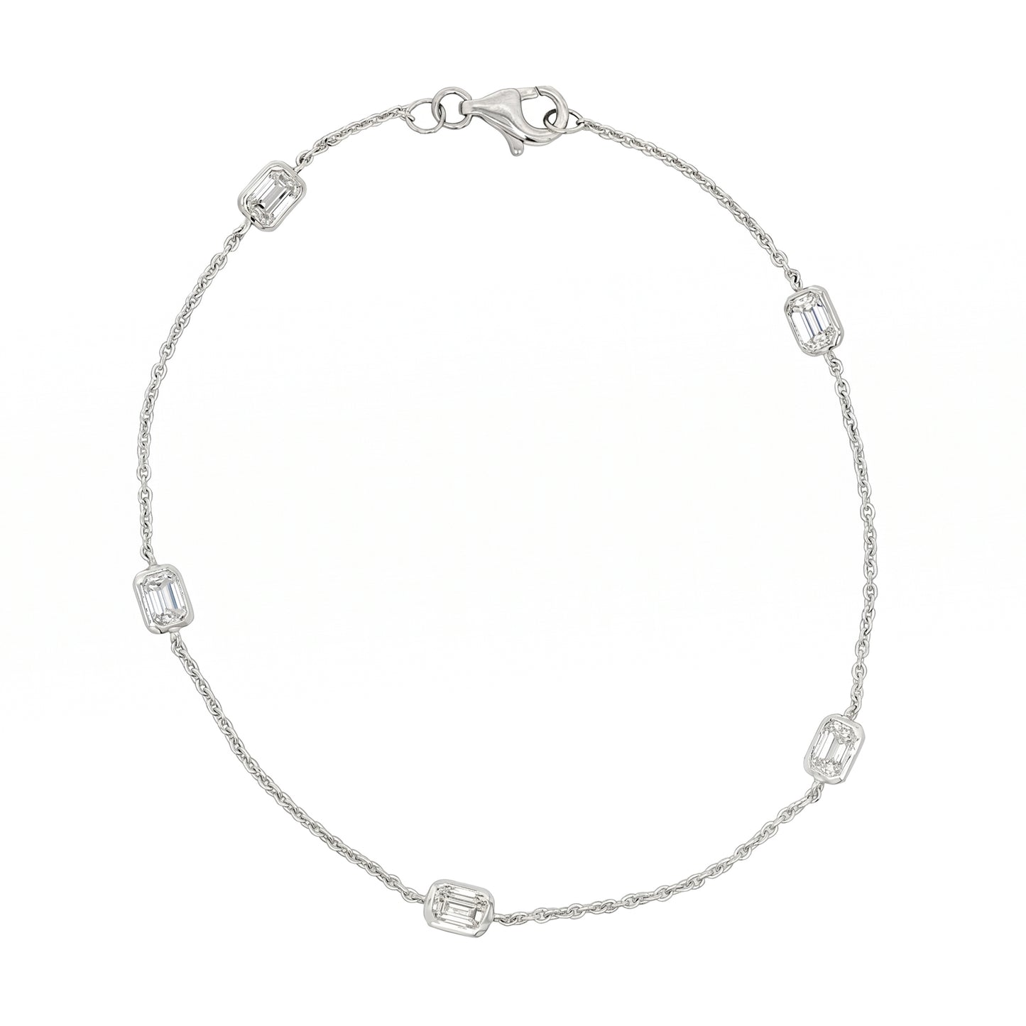 Ella Rose 14K White Gold 1.25ct Emerald-Cut Lab-Grown Diamond Station Bracelet