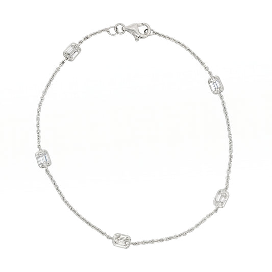 Ella Rose 14K White Gold 1.25ct Emerald-Cut Lab-Grown Diamond Station Bracelet