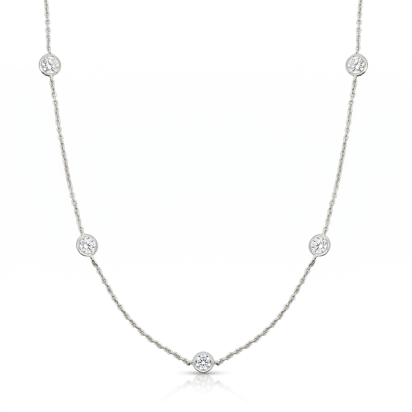 Ella Rose 14K White Gold 2.00ct Round Lab-Grown Diamond Station Necklace