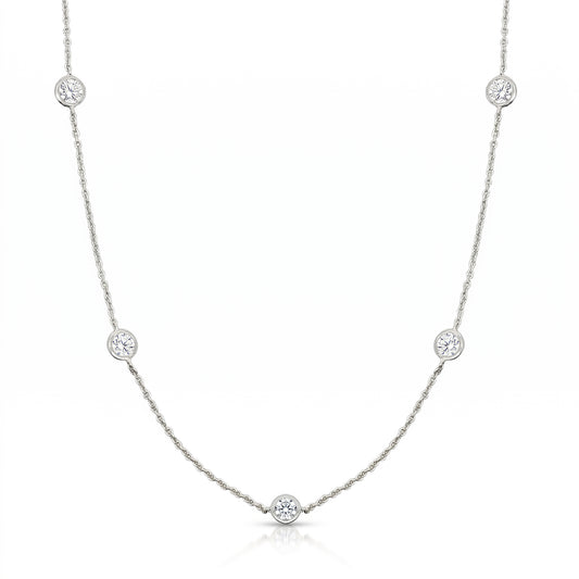Ella Rose 14K White Gold 2.00ct Round Lab-Grown Diamond Station Necklace