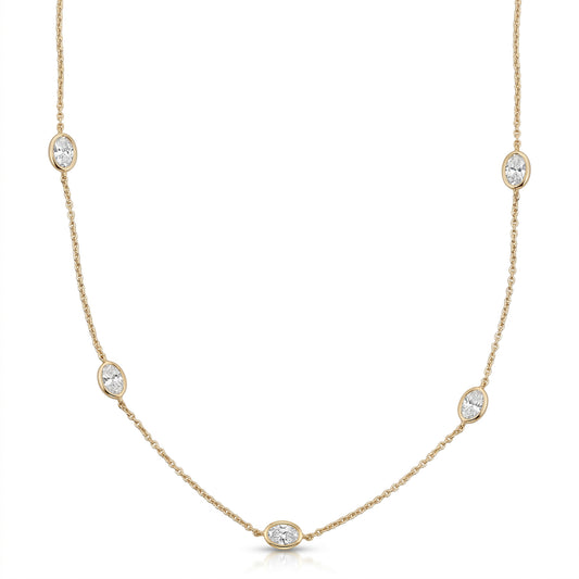 Ella Rose 14K Yellow Gold 2.25ct Oval Lab-Grown Diamond Station Necklace