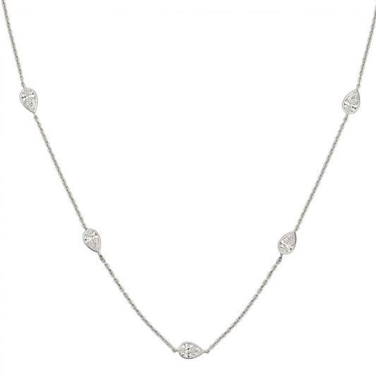 Ella Rose 14K White Gold 2.25ct Pear Lab-Grown Diamond Station Necklace