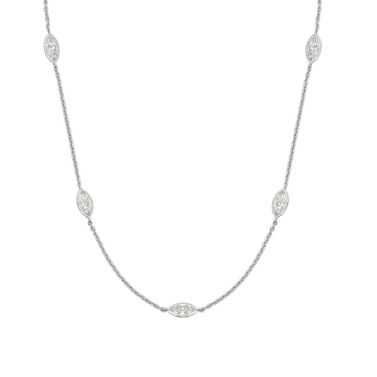 Ella Rose 14K White Gold 2.25ct Marquise Lab-Grown Diamond Station Necklace