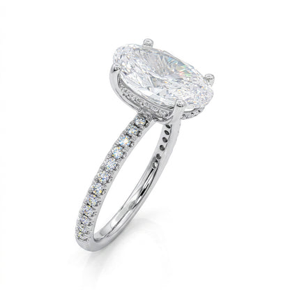 Ella Rose 14K White Gold Lab-Grown Diamond Hidden Halo Engagement Ring Semi-Mount
