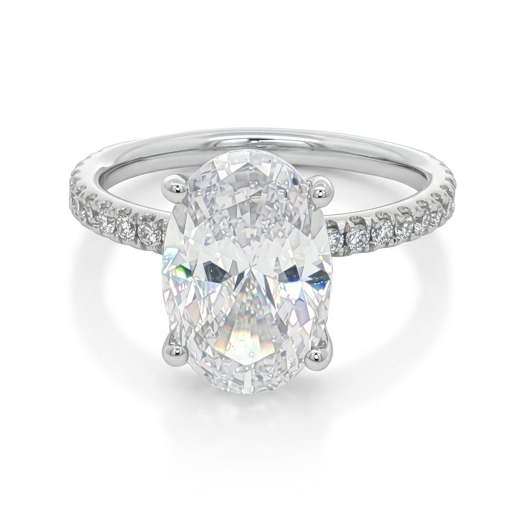 Ella Rose 14K White Gold Lab-Grown Diamond Hidden Halo Engagement Ring Semi-Mount
