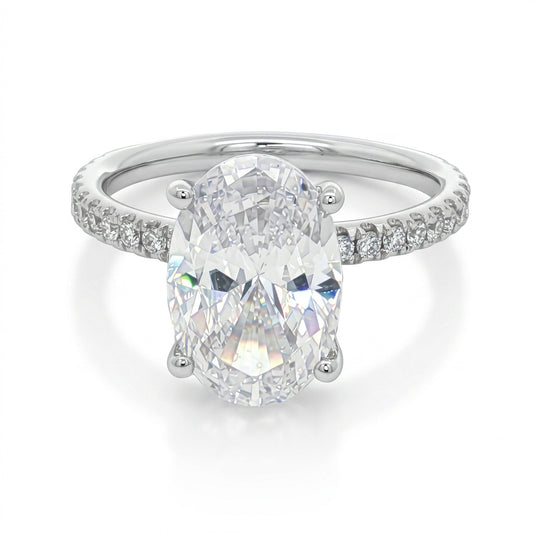 Ella Rose 14K White Gold Lab-Grown Diamond Hidden Halo Engagement Ring Semi-Mount