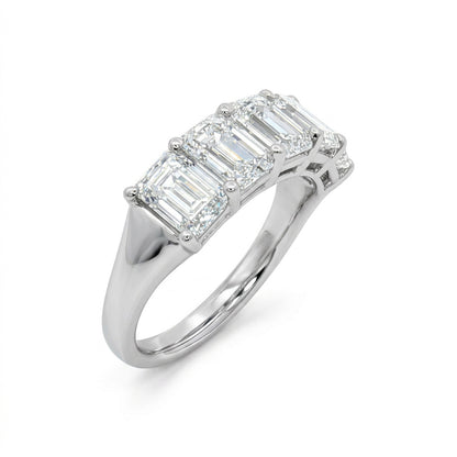 Ella Rose 14K White Gold 3.00ct Emerald-Cut Lab-Grown Diamond Five-Stone Band