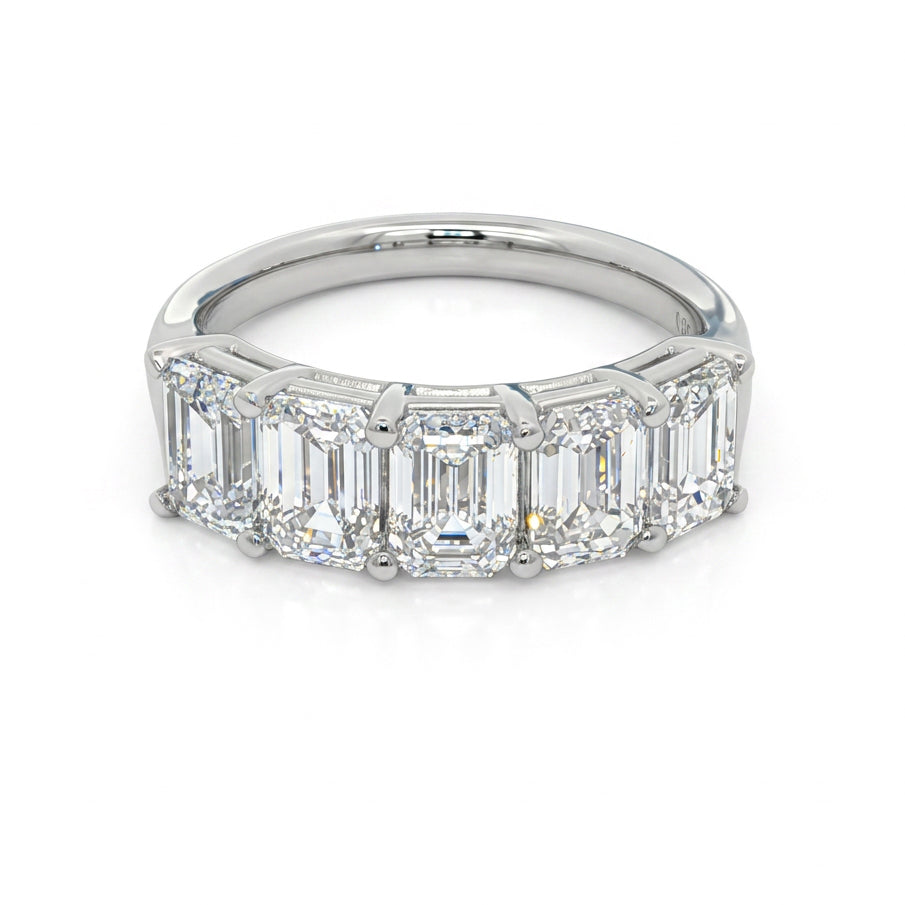 Ella Rose 14K White Gold 3.00ct Emerald-Cut Lab-Grown Diamond Five-Stone Band
