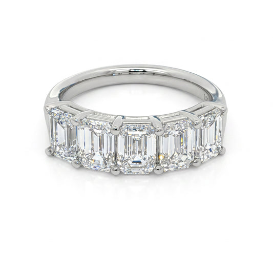Ella Rose 14K White Gold 3.00ct Emerald-Cut Lab-Grown Diamond Five-Stone Band