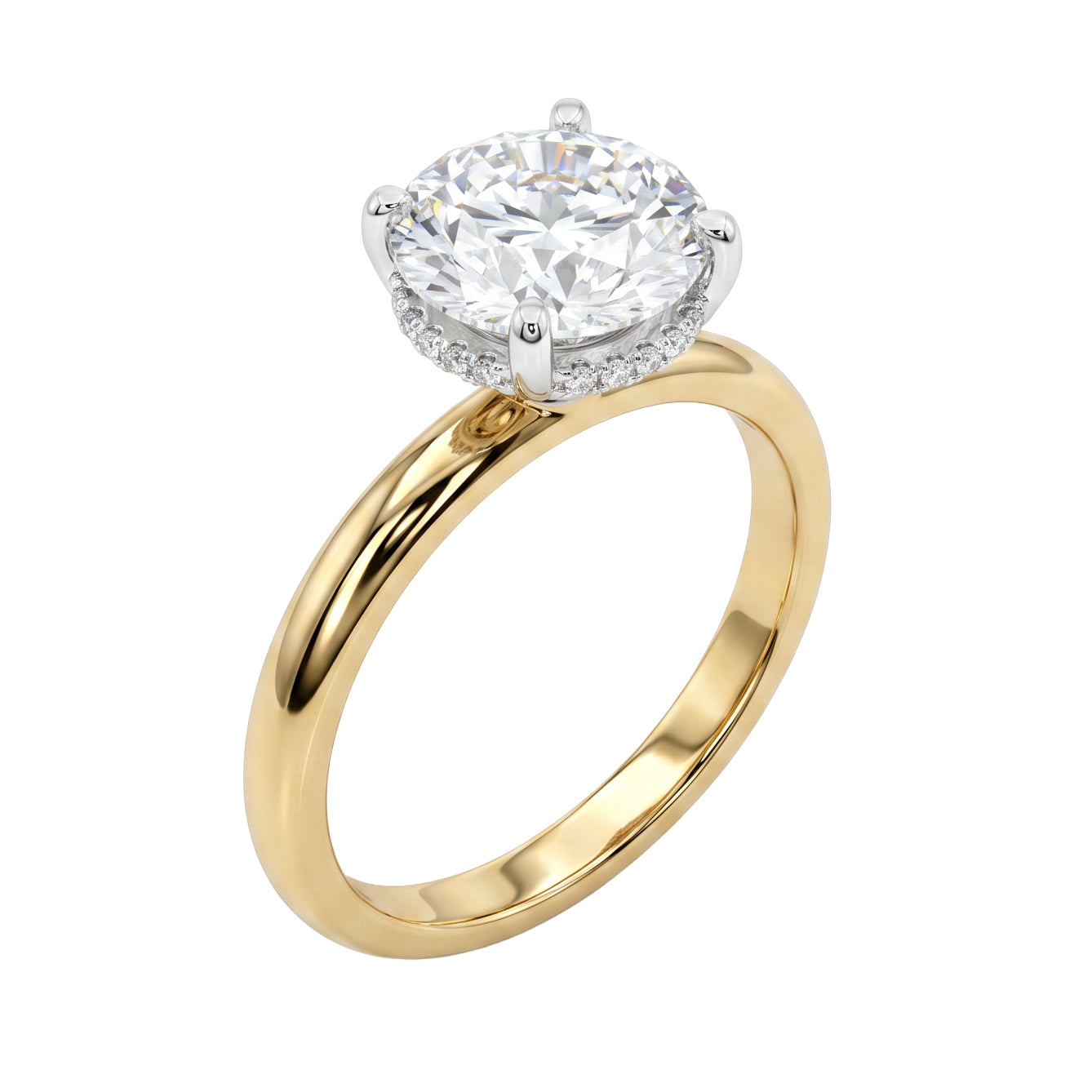 Ella Rose 14K Two-Tone Gold 2.55ct Round Lab-Grown Diamond Hidden Halo Engagement Ring
