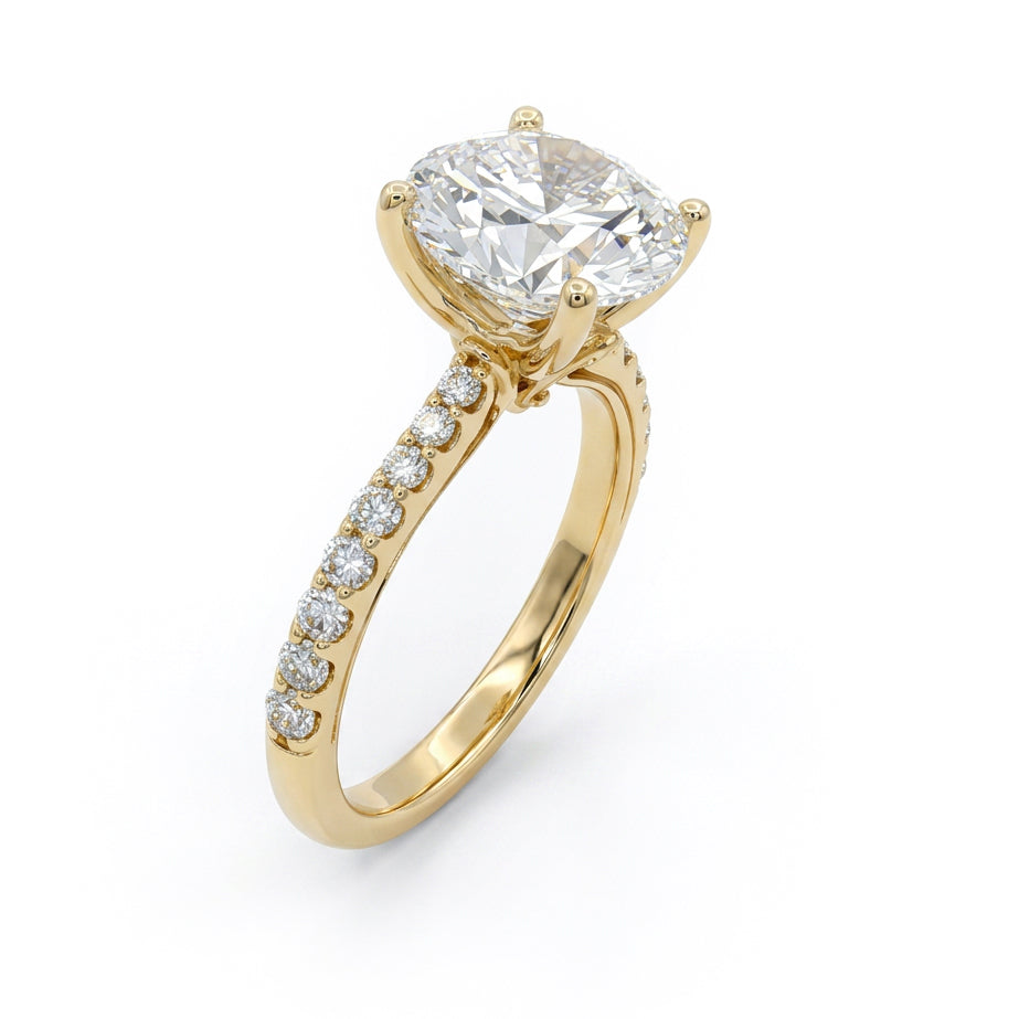 Ella Rose 14K Yellow Gold 3.07ct Round Lab-Grown Diamond Engagement Ring