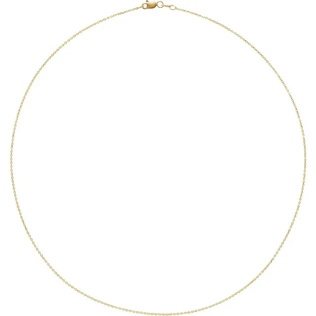 King Jewelers 18" 1mm Diamond Cut Cable Chain 18K Yellow Gold