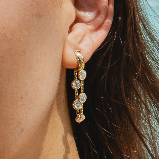 Ella Rose 14K Yellow Gold 3.26ct Lab-Grown Diamond Chain Drop Earrings