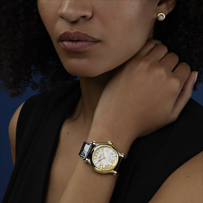 Chopard Happy Sport 36mm Steel and Yellow Gold Leather Strap Watch