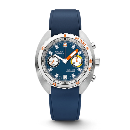 DOXA SUB 200 T.Graph II Caribbean Blue Rubber Strap