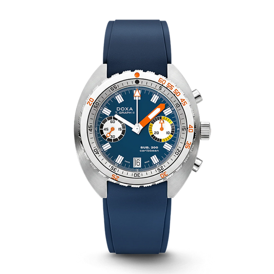 DOXA SUB 200 T.Graph II Caribbean Blue Rubber Strap