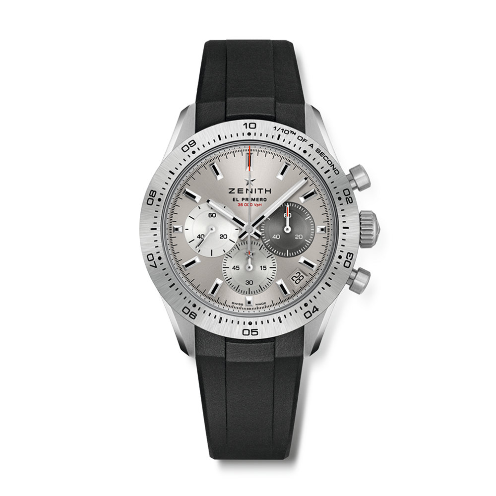 Zenith Chronomaster Sport Titanium Silver Dial Rubber Strap Watch
