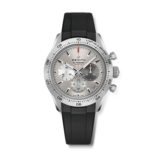 Zenith Chronomaster Sport Titanium Silver Dial Rubber Strap Watch