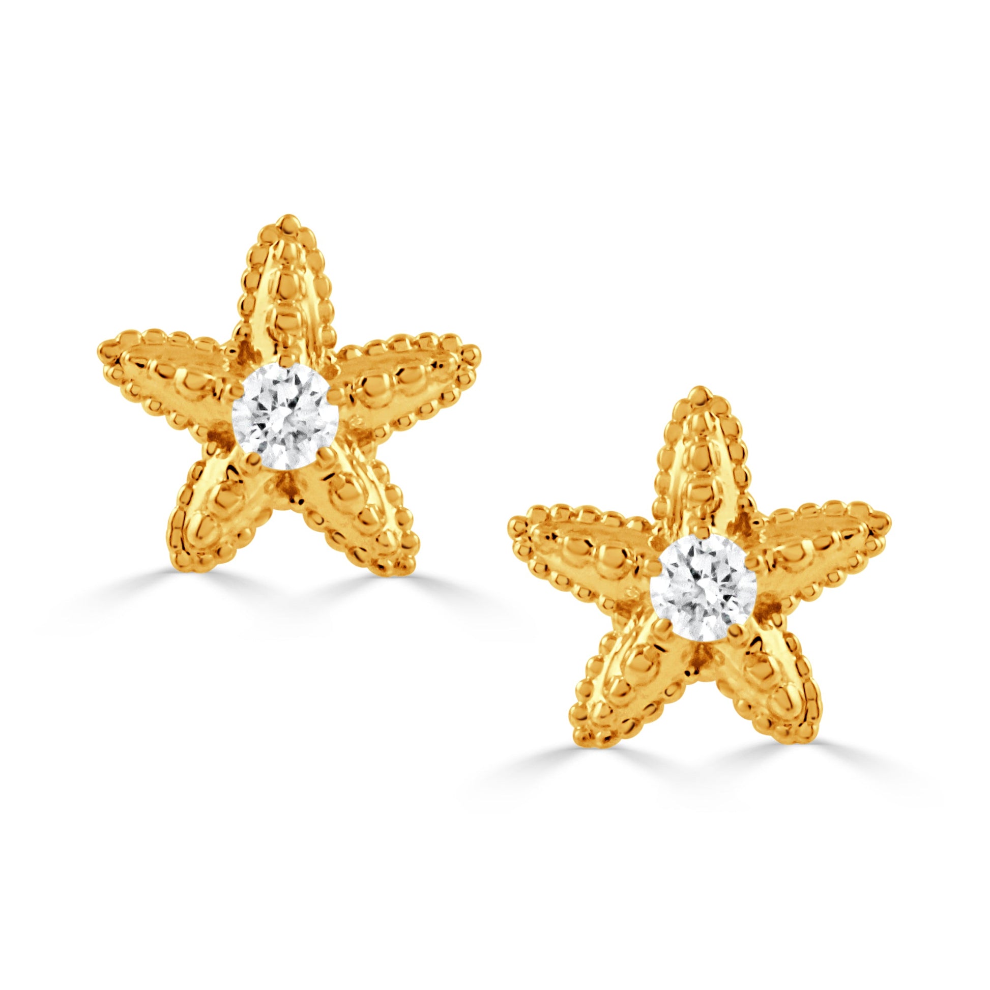 Doves Tropics 14K Yellow Gold Diamond Earrings
