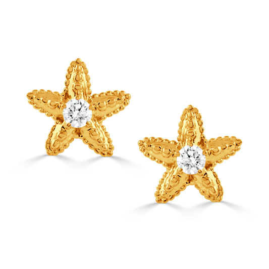 Doves Tropics 14K Yellow Gold Diamond Earrings