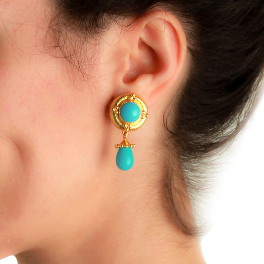 Elizabeth Locke Sleeping Beauty Turquoise Drop Earrings
