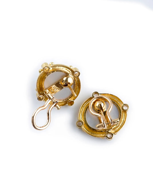 Elizabeth Locke Smoke Griffin and Lion Venetian Glass Intaglio Earrings